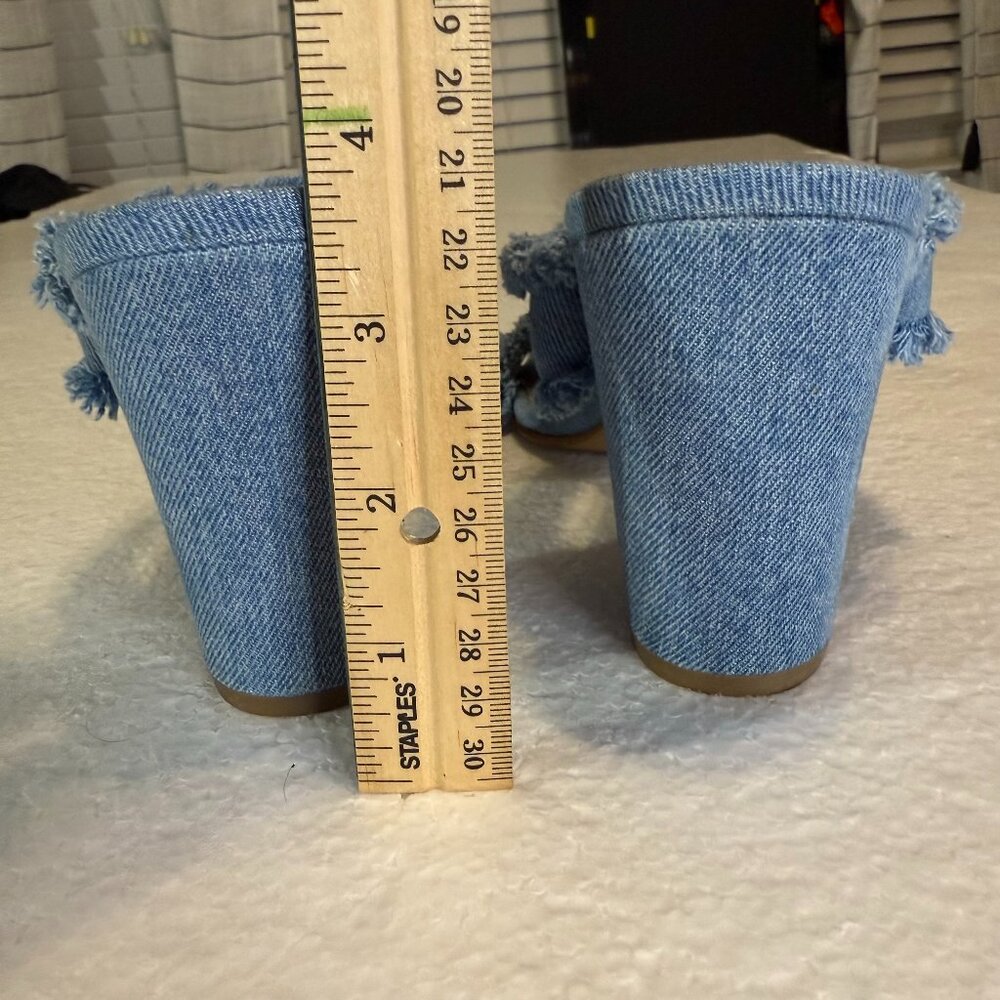 Lucky Brand Mkennah Denim Heel 7.5 Blue Block Heel - Picture 6 of 8